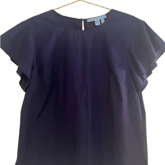 Draper James Navy Boxy Cap Sleeve Blouse - Picture 1 of 7
